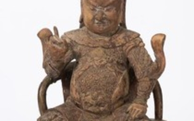 CHINA QING DYNASTY 18TH CENTURY A CARVED WOOD FIGURE OF