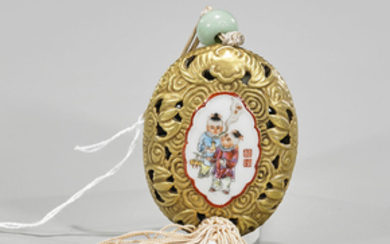 Chinese Gilt & Enameled Porcelain Ornament