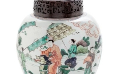 A Famille Verte Porcelain Ginger Jar