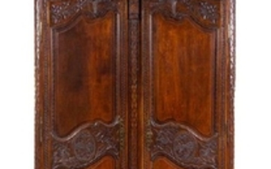 A French Provincial Carved Walnut Armoire Height 87 3/4