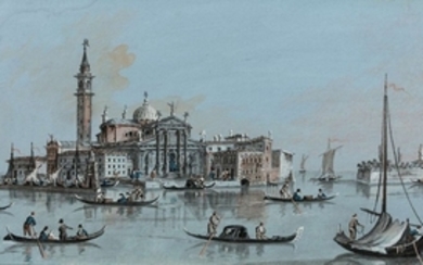 Giacomo Guardi Venise, 1764 - 1835 Vue de la place Saint Marc, Venise et Vue de San Giorgio Maggiore