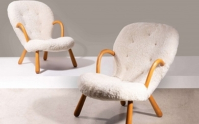 Philip ARCTANDER 1916-1994 Paire de fauteuils dits "Clam" - Création 1944