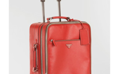 Prada Suitcase in red leather Saffiano Hardware in silver metal...