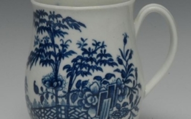 A Worcester Plantation pattern bell shaped mug, printed