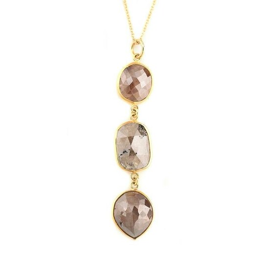 Diamond, 18k Yellow Gold Pendant Necklace.