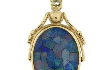 9ct gold mosaic opal swivel pendant