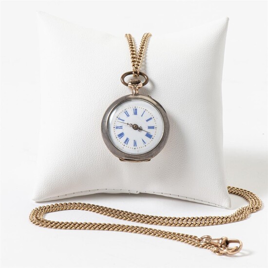 (-), A 14 carat gold pocket watch and...