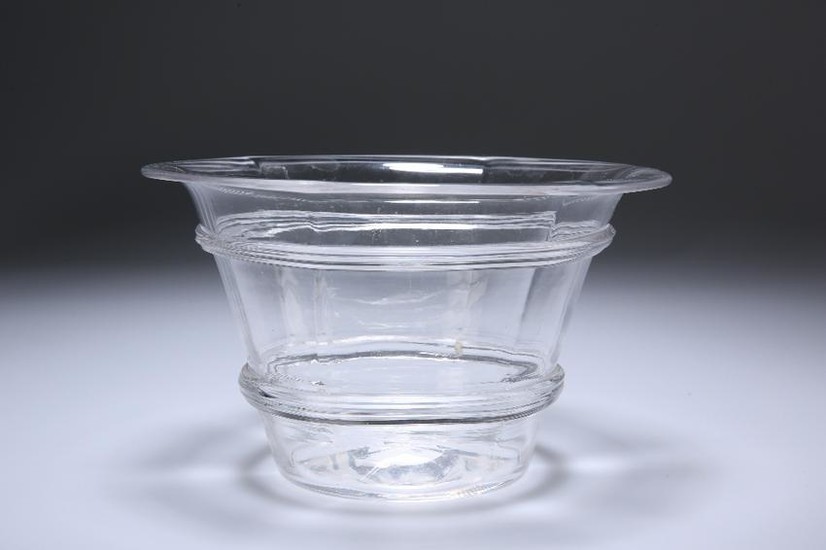 A 19TH CENTURY GLASS ICE BOWL, circular with reeded