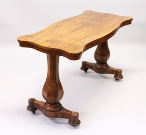 A 19TH CENTURY ROSEWOOD CENTRE TABLE, of shaped