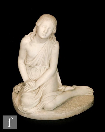 A 19th Century carved Italian marble figure of a seated youn...