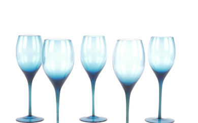 A 5-piece wine glass, probably “Illusion”, Nils Landberg, Orrefors.