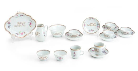 A CHINESE EXPORT FAMILLE ROSE PART TEA SERVICE