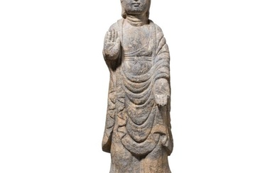 A Chinese stone Shakyamuni Buddha, western Wei Dynasty (535 - 556)