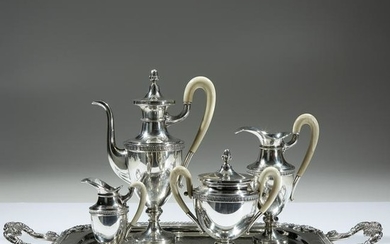 A Continental silver Empire style four-piece tea