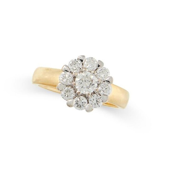 A DIAMOND CLUSTER RING in 18ct yellow gold and white