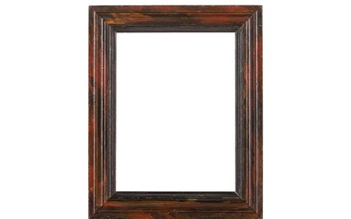 A DUTCH 17TH CENTURY STYLE PAINTED AND EBONISED FRAME