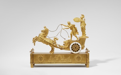 A French Empire chariot pendulum clock