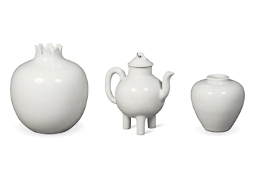 A GROUP OF THREE WHITE-GLAZED VESSELS CHINA