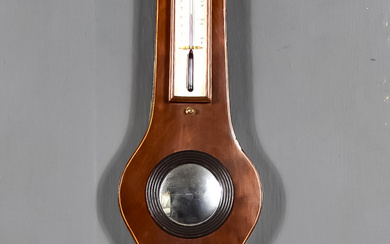 A George III Mahogany Cased Wheel Barometer and Hydrometer with...