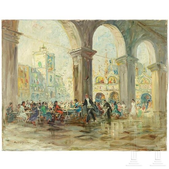 A German painting of a café scene on Piazza San
