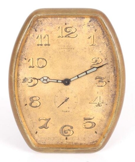 A Gilt Bronze Travel Clock by Longines
