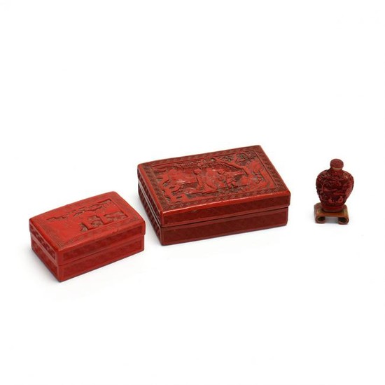 A Group of Chinese Cinnabar Lacquer