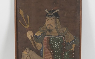 A Korean Minhwa, Folk Art Painting, Warrior on Horseback
