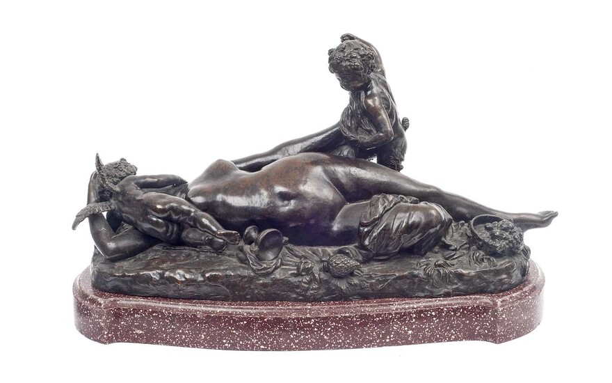 A LARGE 17TH CENTURY STYLE BRONZE EROTIC GROUP, PROBABLY 19TH CENTURY