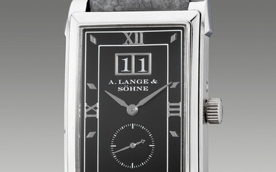 A. Lange & Söhne, Ref. 107.035 An attractive and unusual platinum rectangular-shaped wristwatch with date, small seconds, guarantee and presentation box