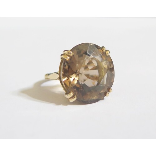 A Large 9ct Gold and Smoky Quartz Dress Ring, 29mm diam., si...