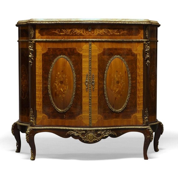 A Louis XV style gilt metal mounted and marquetry inlaid...