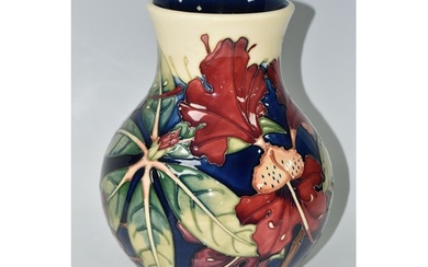 A MOORCROFT POTTERY 'SIMEON' BALUSTER VASE, tubelined with r...