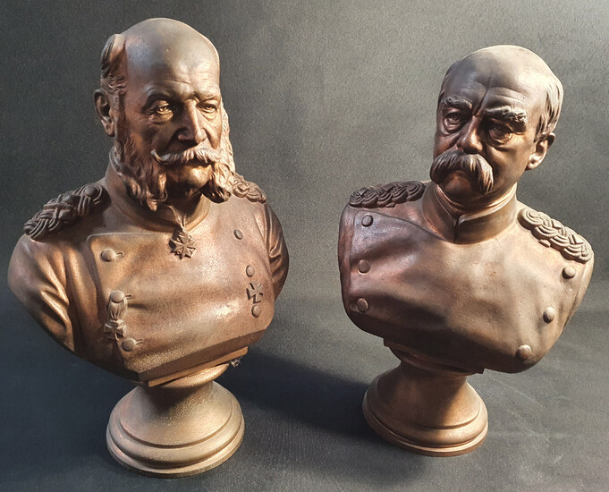 A PAIR OF BRONZED METAL BUSTS OF GERMAN INTEREST