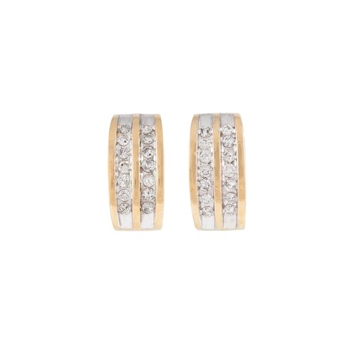 A PAIR OF DIAMOND HOOP EARRINGS, channel set with brilliant ...