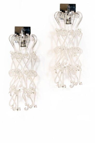 A PAIR OF MURANO GLASS WALL LAMPS