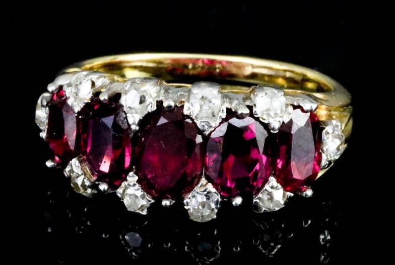 A Ruby and Diamond Ring, 20th Century, in gold...
