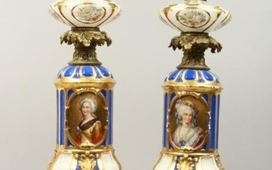 A SUPERB PAIR OF 19TH CENTURY FRENCH PORCELAIN AND GILT