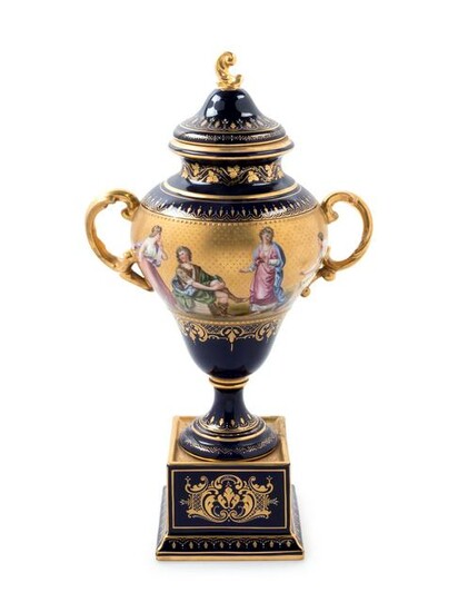 A Vienna Style Painted and Parcel Gilt Porcelain