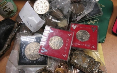 A collection of Coins to include two Isle of...