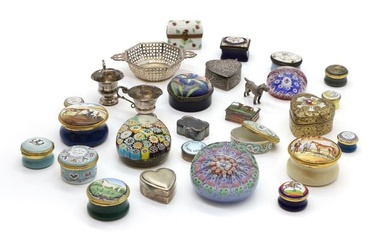 A collection of enamel boxes
