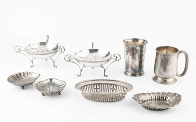 A collection of silver, comprising a christening mug by Joseph...