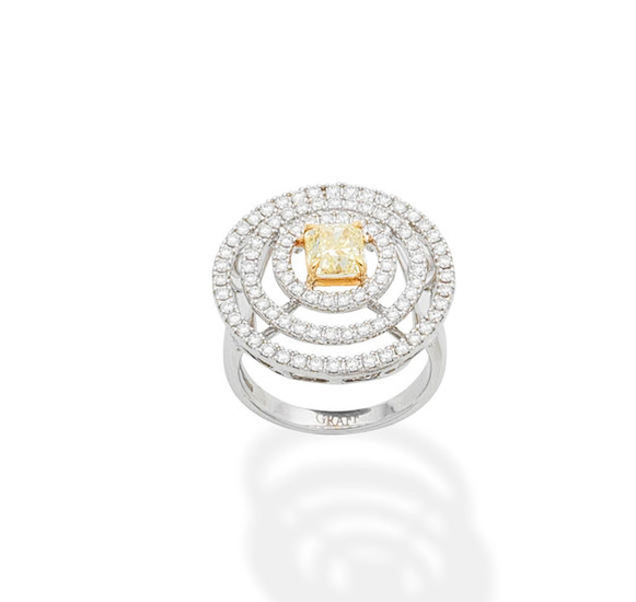 A fancy-coloured diamond and diamond ring,, by Graff