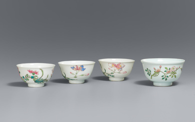 A fine group of four famille rose bowls. Yongzheng period (1723-1735)