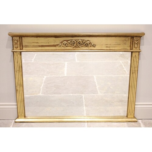 A gilt wood and composite Regency style overmantel mirror, l...
