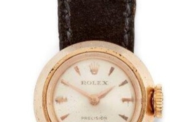 A lady's wristwatch, by Rolex, the circular dial with applied arrow head markers, and crown logo at 12 o'clock and gilt hands signed Rolex, precision, jewelled lever movement in beveled circular case, numbered 737449, c.1960, case width 17mm