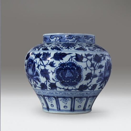 A large Chinese blue and white-decorated porcelain