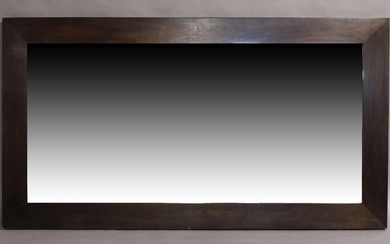 A large contemporary wenge mirror, thick mahogany veneered frame set with bevelled glass plate, 220cm x 120cm