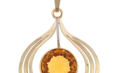 A late 20th century 9ct gold citrine onion openwork pendant,...