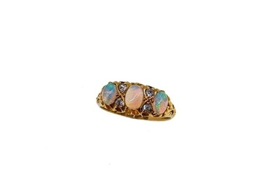 A late Victorian opal and diamond ring