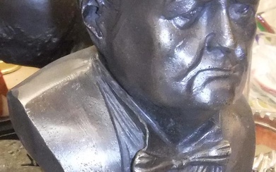 A modern bronze bust of Winston Churchill